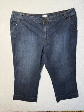 St Johns Bay Womens 24W Denim Capri Jeans Stretch Blue Mid Rise Plus Size